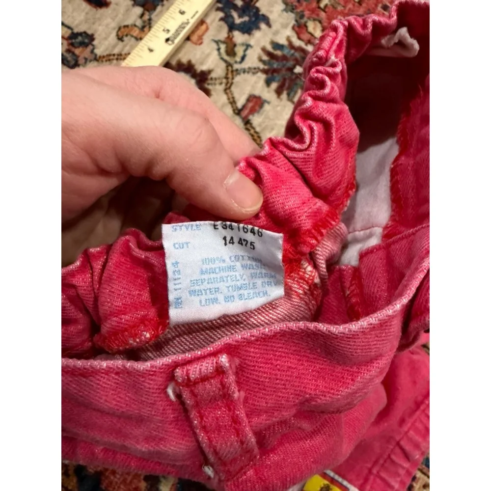 Vintage 90s GUESS USA Kids Flag Patch Denim Shorts Red Stars Stripes 3Y